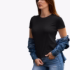 women crew neck tshirt black color