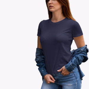 women crew neck tshirt navy blue color