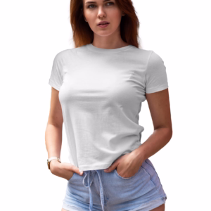 women crew neck tshirt white color