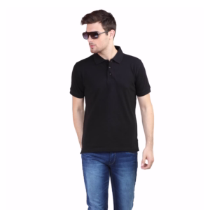 Mens Polo T-Shirt Black full view