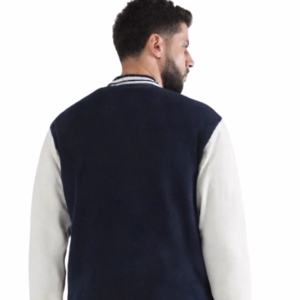 Men's Black Solid Varsity Jacket back