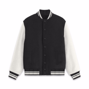 Men's Black Solid Varsity Jacket front