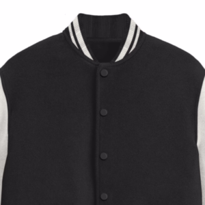 Men's Black Solid Varsity Jacket neck