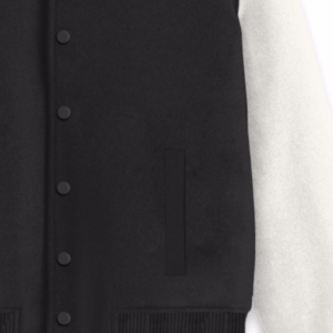 Men's Black Solid Varsity Jacket pocket