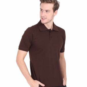 Mens Polo T-Shirt coffee brown side view