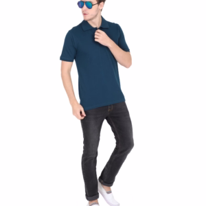 Men's Polo T-Shirt petrol blue full
