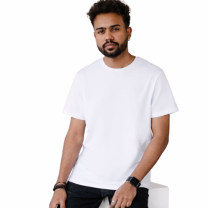 Men's poly cotton White t-shirt