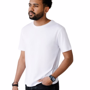 Men's poly cotton White t-shirt