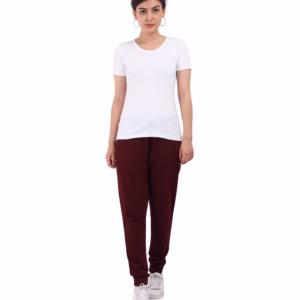 Women's Maroon Joggers Full view