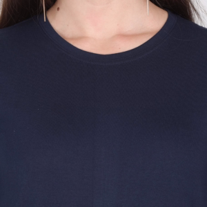 Solid Navy Blue T-Shirt Dress For Women closeup