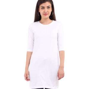 Solid White T-Shirt Dress For Women