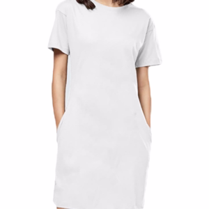 Solid White T-Shirt Dress For Women