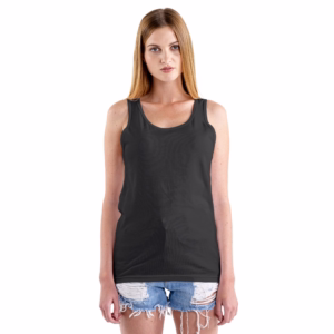 Women Solid Black Tank Top front