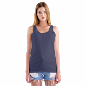 Women Solid Navy Blue Tank Top front