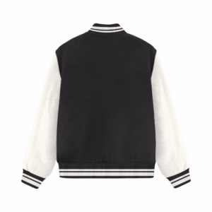 Women's Black Solid Varsity Jacket back