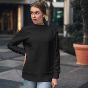 Women Black Solid Boxy Sweatshirt side
