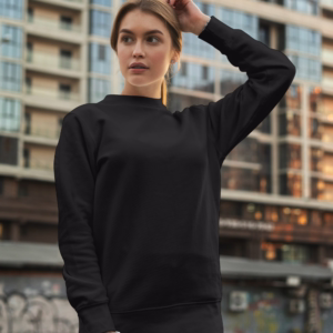 Women Black Solid Boxy Sweatshirt view