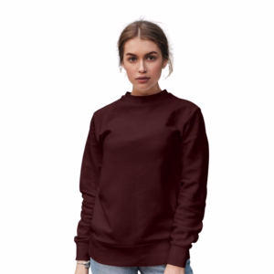 Women Maroon Solid Boxy Sweatshirt main