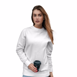 Women White Solid Boxy Sweatshirt front