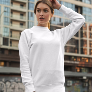 Women White Solid Boxy Sweatshirt View